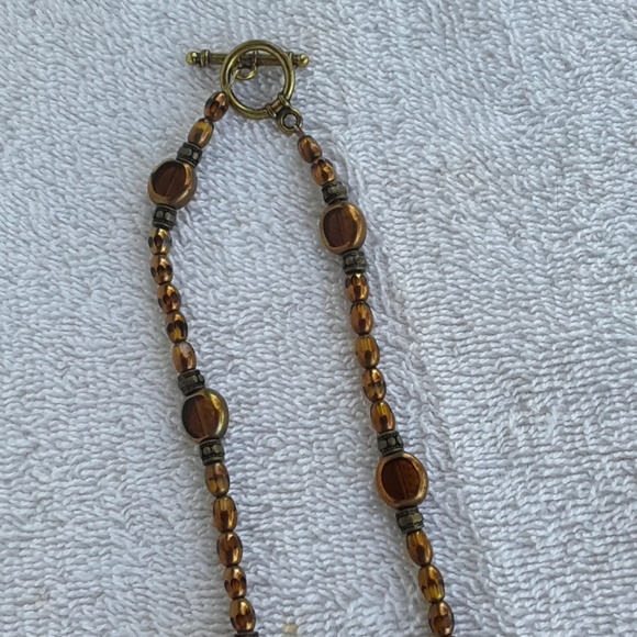 Quartz necklace with amber glass beads - Picture 4 of 4